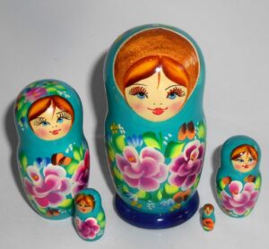 Kira in turquoise wild flowers 5-set Babushka Matryoshka nesting Doll  Babooshki Babushkas