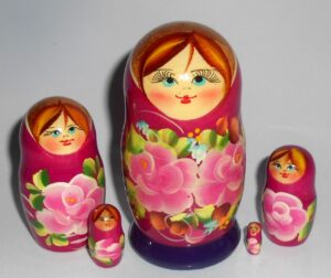 Kira in pink with roses 5-set Babushka Matryoshka nesting Doll  Babooshki Babushkas
