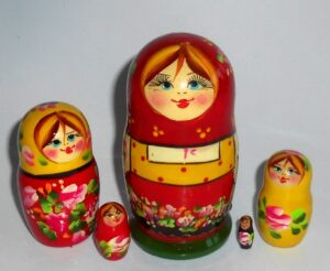 Girl in Summer dress 5-set Babushka Matryoshka nesting Doll  Babooshki Babushkas