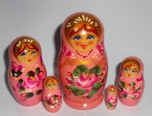 Emma in pink dress 5-set Babushka Matryoshka nesting Doll  Babooshki Babushkas