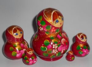 Lara in dark red dress fatty 5-set nesting Doll Babooshki s