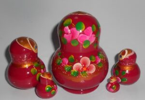 Lara in dark red dress fatty 5-set nesting Doll Babooshki s