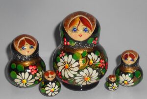Lara in black dress fatty 5-set Babushka Matryoshka nesting Doll  Babooshki Babushkas