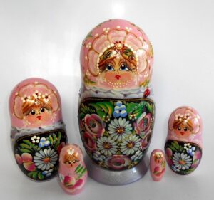 Olga in pink and purple Babushka Matryoshka nesting Doll Babooshki Babushkas