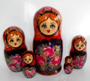 Katya in red and black Babushka Matryoshka nesting Doll Babooshki Babushkas
