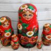 Alice in red dress with daisies nesting Doll Babooshki s