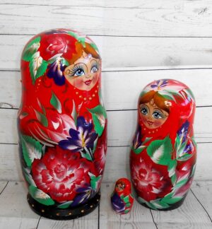 Alice in red dress with wild flowers nesting Doll Babooshki s