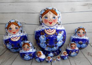 Vera in white and blue 10-set Babushka Matryoshka nesting Doll  Babooshki Babushkas
