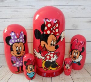 Minnie Mouse pink Babushka Matryoshka nesting Doll  Babooshki Babushkas