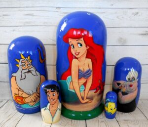 Arial the Little Mermaid dark blue Babushka Matryoshka nesting Doll  Babooshki Babushkas