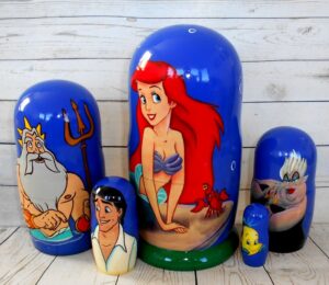 Arial the Little Mermaid dark blue nesting Doll Babooshki s
