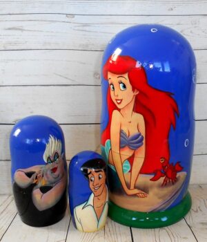 Arial the Little Mermaid dark blue nesting Doll Babooshki s