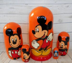 Mickey Mouse orange Babushka Matryoshka nesting Doll  Babooshki Babushkas
