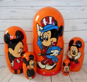 Mickey Mouse in a Hat Babushka Matryoshka nesting Doll  Babooshki Babushkas