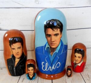 Elvis Presley Blue small Babushka Matryoshka nesting Doll Babooshki Babushkas