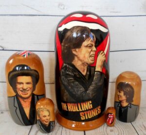 Rolling Stones small Babushka Matryoshka nesting Doll Babooshki Babushkas