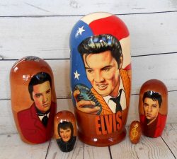 Elvis Presley Mic small  Babushka Matryoshka nesting Doll Babooshki Babushkas