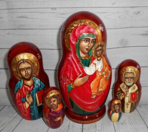 Our Lady of Smolensk 5-set Babushka Matryoshka nesting Doll Babooshki Babushkas
