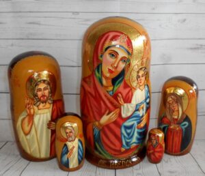 Our Lady of Kazan 5-set Babushka Matryoshka nesting Doll Babooshki Babushkas