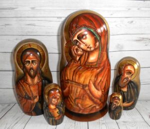 Our Lady of Vladimir 5-set Babushka Matryoshka nesting Doll Babooshki Babushkas