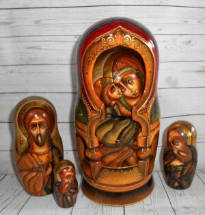 Our Lady of Don and St George 5-set Babushka Matryoshka nesting Doll Babooshki Babushkas