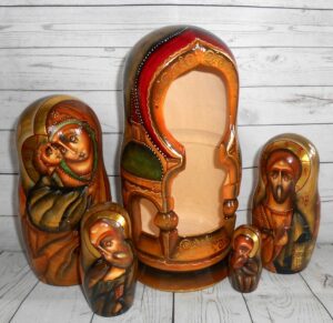 Our Lady of Don and St George 5-set nesting Doll Babooshki s