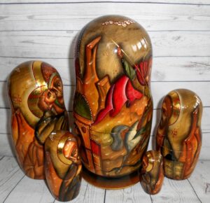 Our Lady of Don and St George 5-set nesting Doll Babooshki s