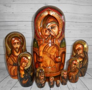 Our Lady of Don and St George 10-set Babushka Matryoshka nesting Doll Babooshki Babushkas