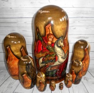 Our Lady of Don and St George 10-set nesting Doll Babooshki s