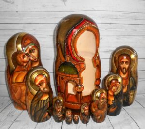 Our Lady of Don and St George 10-set nesting Doll Babooshki s