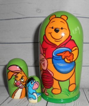 Winnie the Pooh on green small nesting Doll Babooshki s