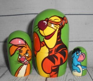 Winnie the Pooh on green small nesting Doll Babooshki s