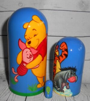 Winnie the Pooh on blue small nesting Doll Babooshki s