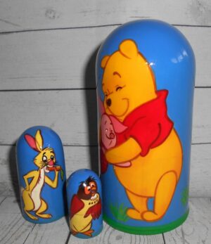 Winnie the Pooh on blue small nesting Doll Babooshki s