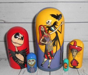 Nightmare before Christmas small  Babushka Matryoshka nesting Doll  Babooshki Babushkas