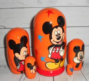 Mickey Mouse on orange small nesting Doll Babooshki s