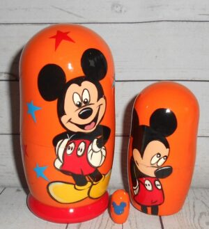Mickey Mouse on orange small nesting Doll Babooshki s