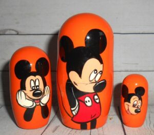Mickey Mouse on orange small nesting Doll Babooshki s