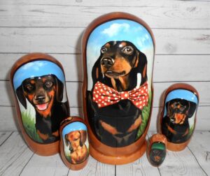Dachshund dash Babushka Matryoshka nesting Doll  Babooshki Babushkas