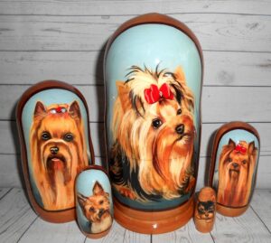 Yorkshire Terrier Babushka Matryoshka nesting Doll  Babooshki Babushkas