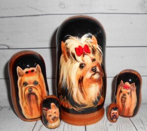 Yorkshire Terrier small Babushka Matryoshka nesting Doll  Babooshki Babushkas