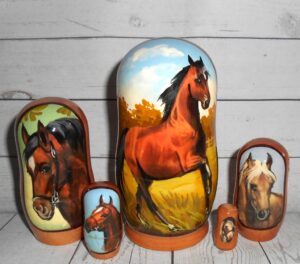 Running Horsy small Babushka Matryoshka nesting Doll  Babooshki Babushkas