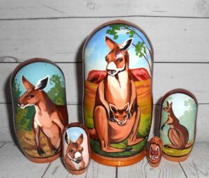 Kangaroo small Babushka Matryoshka nesting Doll  Babooshki Babushkas