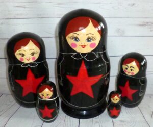 Posad Red Star on black Babushka Matryoshka nesting Doll Babooshki Babushkas Classic Village Traditional