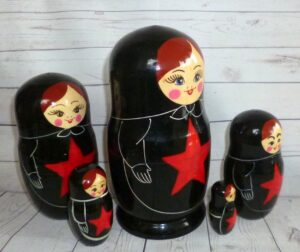 Posad Red Star on black nesting Doll Babooshki s Classic Village Traditional