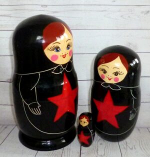 Posad Red Star on black nesting Doll Babooshki s Classic Village Traditional