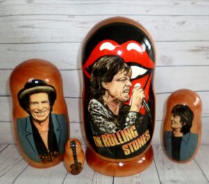 Rolling Stones 4-set Babushka Matryoshka nesting Doll Babooshki Babushkas