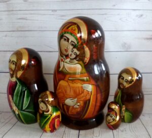 Our Lady and Saints 5-set nesting Doll Babooshki s