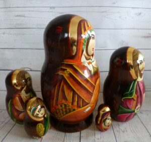 Our Lady and Saints 5-set nesting Doll Babooshki s