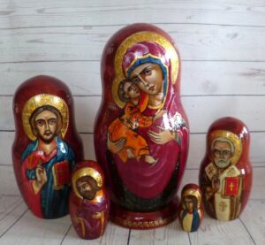 Our Lady of Vladimir 5-set Babushka Matryoshka nesting Doll Babooshki Babushkas